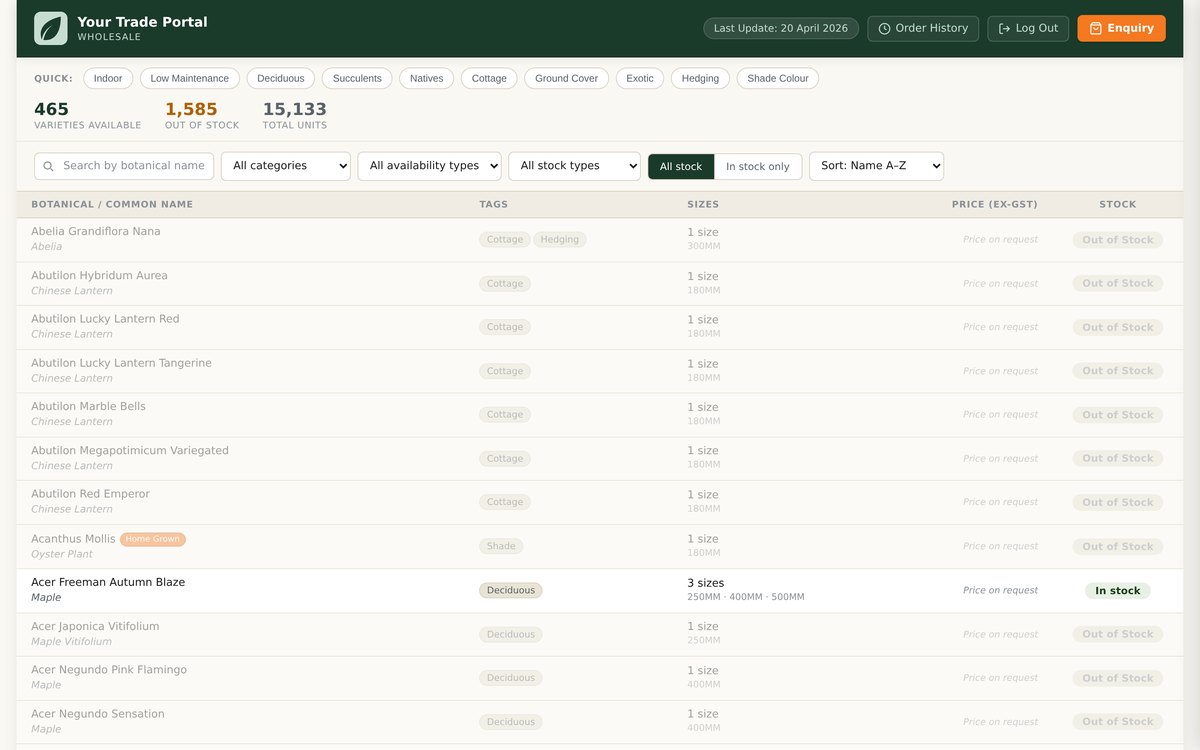 Branded trade portal — buyer catalogue